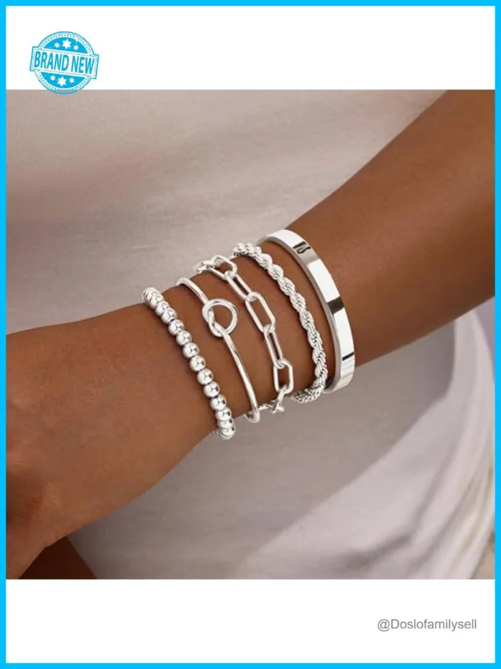 14K Gold Plated Sterling Silver Bracelet Set for Women Non Tarnish Waterproof